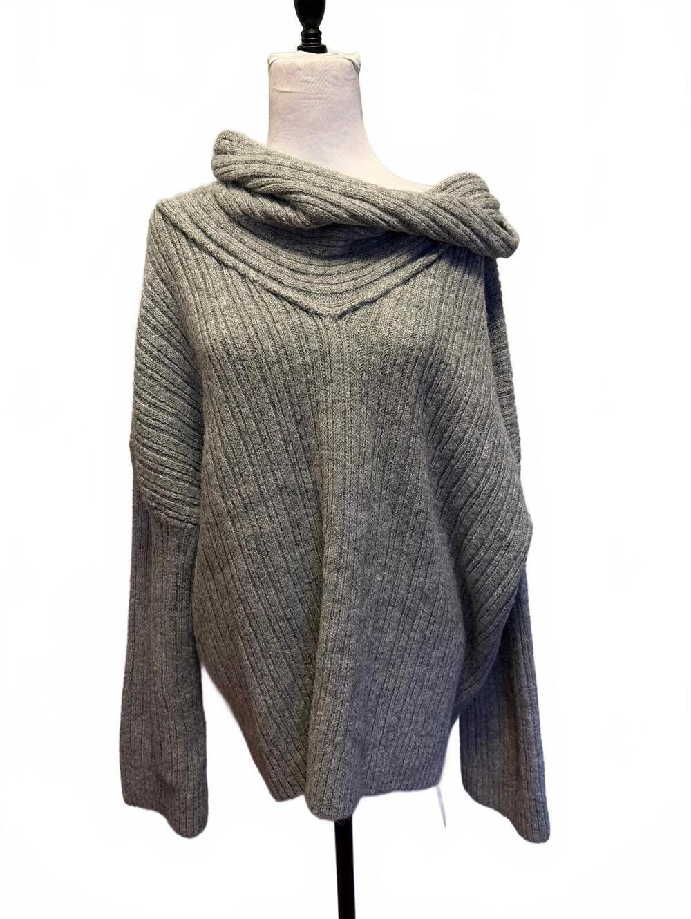 Princess Polly 14 Gray Cowl Sweater Relaxed Lagenlook Scandi NWT Soft Cozy Chic